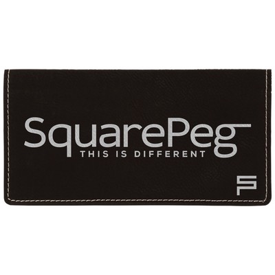 Black/Silver Leatherette Checkbook Cover