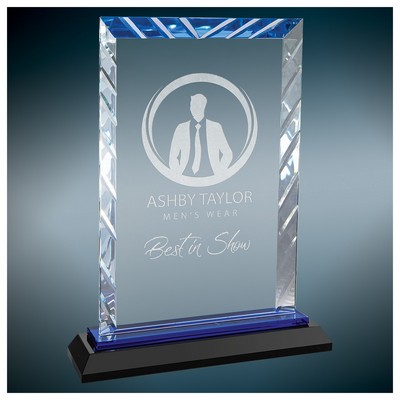 Rectangle Accent Glass on Blue Base (6.25"x2"x8")