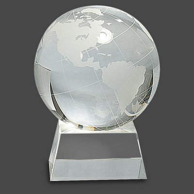 Crystal Globe Award Series on Pedestal Base, Large (4-1/4"x5-1/2")