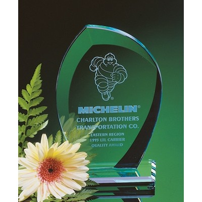 8 1/2" Leaf Sculptured Jade Crystal Award