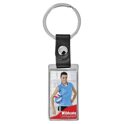 Metal Keychain with Insert and Leather