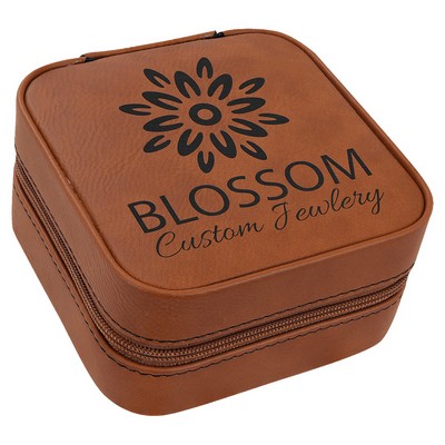 Leatherette Travel Jewelry Box with Black Lining