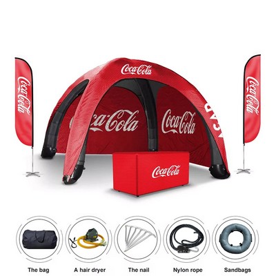 10ftx10' Custom Inflatable Air Dome Tent Kit W/ 2x Full Wall with Table cover and Flags