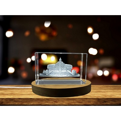 Stunning Monument to the Fatherland 3D Engraved Crystal Trophy Award w/LED Base