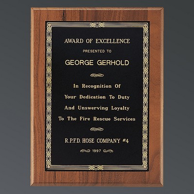Genuine American Walnut Rectangle, Black-Gold Brass Plate, X-Large (9"x12")