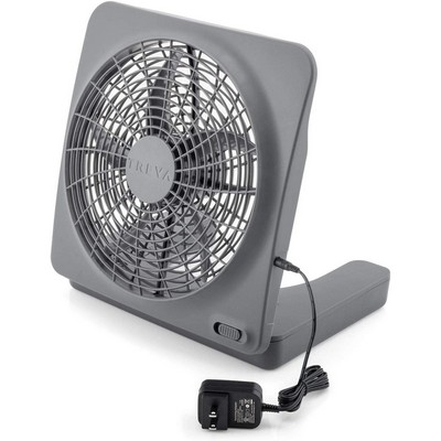 Treva 10-Inch Portable Desktop Air Circulation Battery Fan 2 Speed Compact Folding & Tilt Design