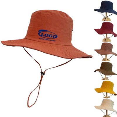Washable Cotton Bucket Hats With Wide Brim