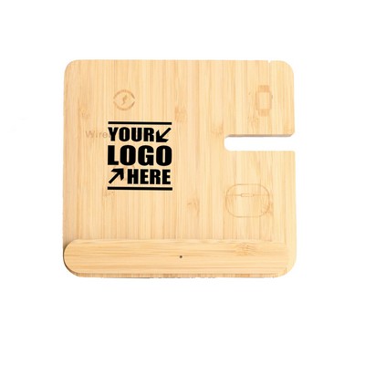 Collapsible 3" 1 Bamboo Wireless Charger