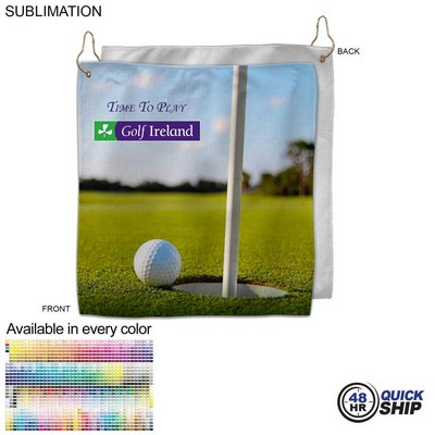48 Hr Quick Ship - Colored Microfiber Dri-Lite Terry Golf Towel, Nofold, Sublimated (12"x12")