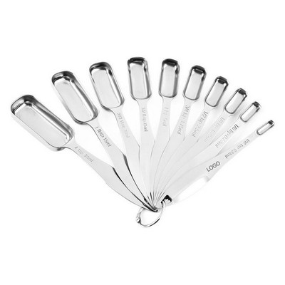Stainless Steel Square Measuring Spoons Set 9/10 Piece Professional Baking Set with Engraved Marking