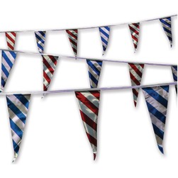 Patriotic Stripped Metallic Triangle Pennants