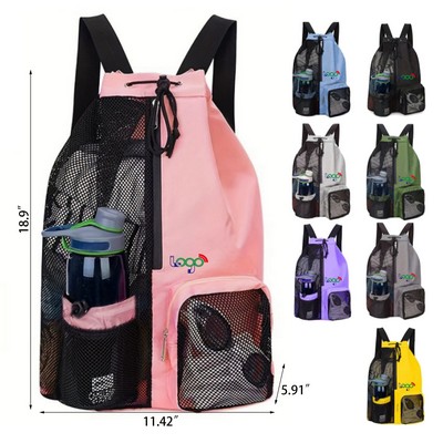 Large Capacity Mesh Drawstring Backpack