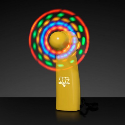LED Mini Fan with Yellow Handle - PRINTED