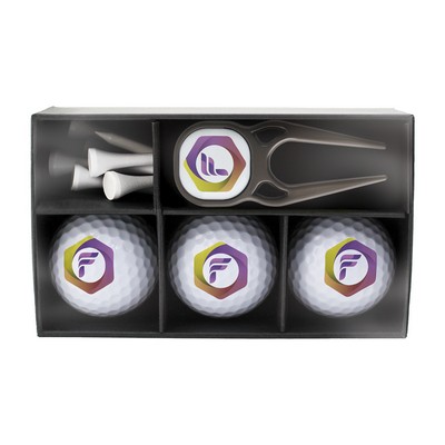 Signature Combo Golf Box — 3 Balls, Divot Tool & Tees