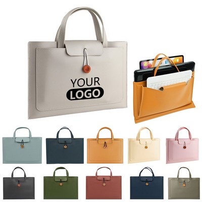 14" Pu Leather Laptop Briefcase