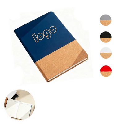 A5 Notebook, Wood Grain PU Leather Cover, Elastic Closure, 100 Sheets