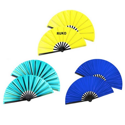 Large Folding Hand Fan - 24" Plastic & Nylon Performance Fan