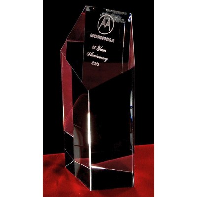 Custom Crystal Image in Pentagon Pillar Award w/3D Logo/Text (10")
