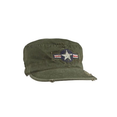 Olive Drab Vintage Military Fatigue Cap w/Army Air Corp Insignia