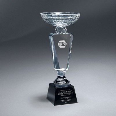 Faceted Crystal Cup on Black Crystal Base (Medium)
