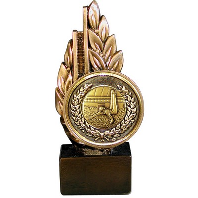 Stock Laurel 9" Trophy with 2" Gymnastics Male Coin and engraving plate