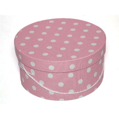 Pink w/White Polka Dots Hat Box (8 3/4"x4 1/2")