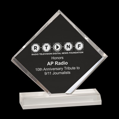 Clear Diamond Jewel Beveled Acrylic Award Blank (4"x4")