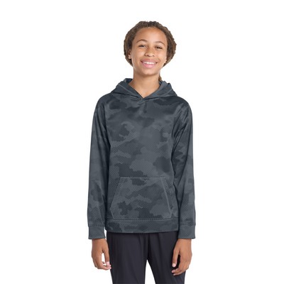 Youth Sport-Tek® Sport-Wick® Camohex Fleece Hooded Pullover