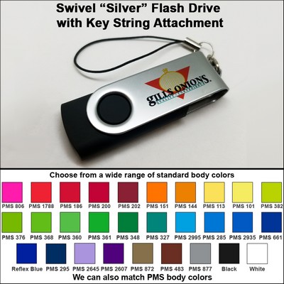 4 GB Swivel "Silver" Flash Drive w/Key String Attachment