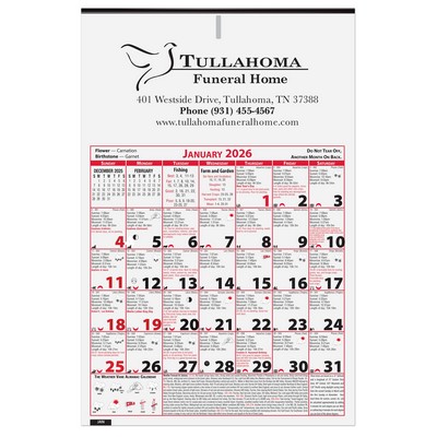 6 Sheet Almanac Calendar (11"x 16 ¾")