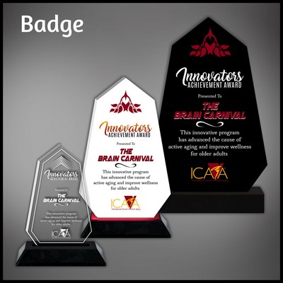 11" Badge Clear Budget Line Acrylic Award in a Black Base