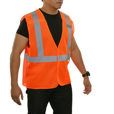 Reflective Apparel™ Hi-Vis Economy Breakaway Safety Vest -Fluorescent Red-Orange