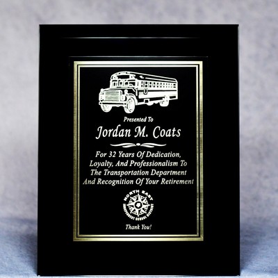 Black Mirrored Glass Plaque with Plate - 7"x9"