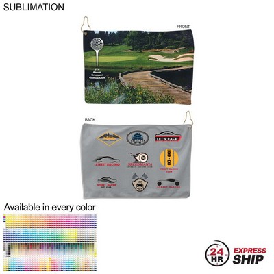 24 Hr Express Ship -Microfiber Terry Golf Towel, Finished, Nofold, Sublimated 2 sides (12"x18")