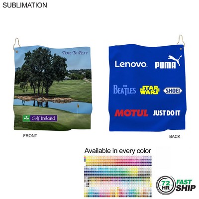 72 Hr Fast Ship - Microfiber Suede Shammy Golf Towel, Sublimated 2 Side, Finished Size (15"x15")