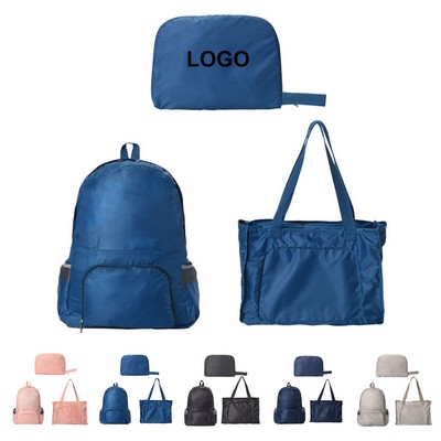 Portable Foldable Backpack And Shoulder Bag - Ideal For Travel, Camping, And Daily Use