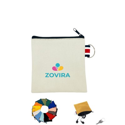 Canvas Square Zippered Coin Pouch