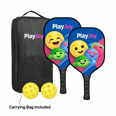 Family Set - Full Color Premium Fiberglass Pickleball Set with Carry Case