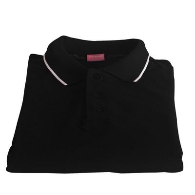 Polo Cotton Airtex Tipped Collar Black-XS - 5XLT
