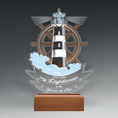 Custom Shape Acrylic w/ Full Color in Wood Base (5"x7")