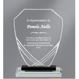 Shield Crystal Award, 8.5"H