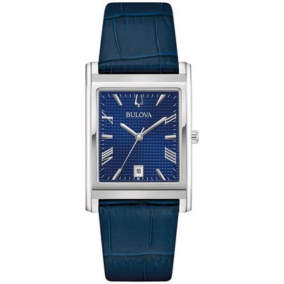 Bulova Men's Classic Leather Strap Watch Blue Dial