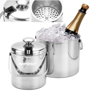 1.3 Liter Double-Wall Stainless Steel Insulated Ice Bucket