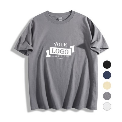 6.3 oz 100% Cotton Men's Round Neck Short Sleeve T-shirt
