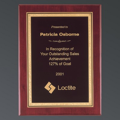 Rosewood Piano Finish Rectangle, Black Brass, Filled Gold Florentine, Large (9"x12")