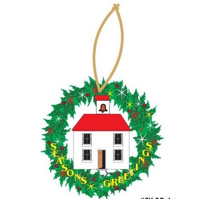 School House Executive Wreath Ornament w/ Mirrored Back (4 Square Inch)