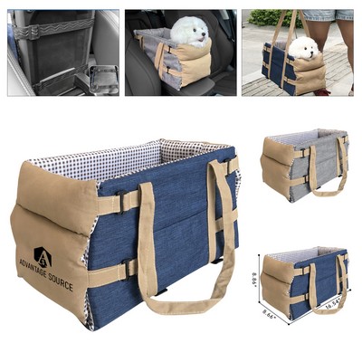 Car Console Pet Carrier W/ PP Cotton Padding And Washable Design