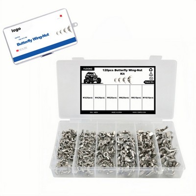 Stainless Steel Wing Thumb Nuts Set 120 Pcs 6 Sizes
