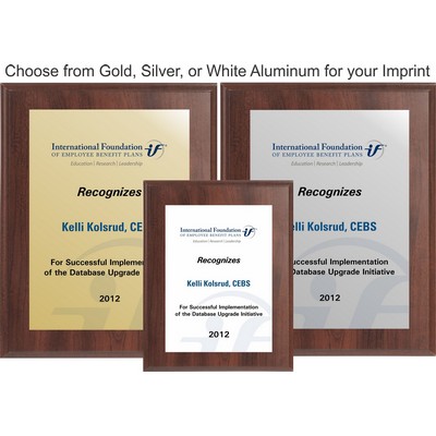 4 1/4" x 6" Cherry Finish Plaque w/ Full Color Sublimated Imprint