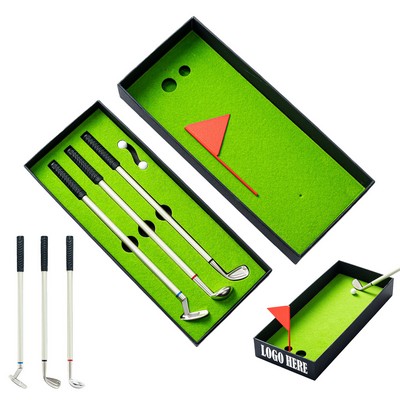 Golf Club Pen Set With Mini Putting Green